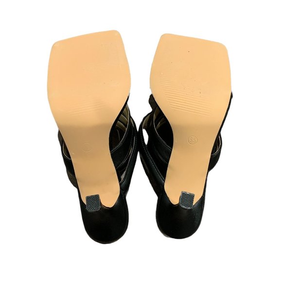 Black low heels sexy spiral ankle wrap size 5.5 women shoe for clubbing Party - Picture 4 of 8